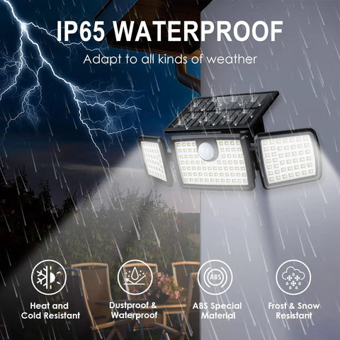 Outdoor Solar Motion Lights For Deck Quick Charge High Brightness With Large Tempered Glass Panel Sensitive PIR Motion Sensor Remote Included 2 Pack Bundle in rain