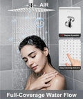 Ceiling Mount Shower System With Rain Showerhead And Handheld Spray High Pressure Chrome Finish 12 Inch with easy-clean silicone