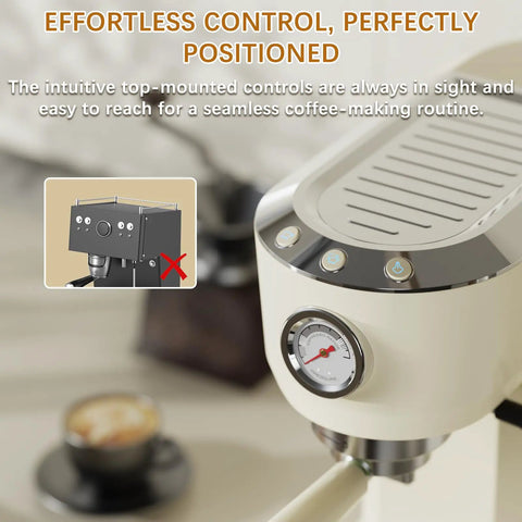 Home Barista Espresso Machine Generating Solid 20 Bar Pressure, Instant Heat Activation, adjustable steam wand controls.