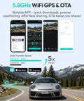 Crystal Clear 3K 4 Channel Dash Cam With 360 Degree All Sides View Front And Rear Inside Car Camera features 5.8GHz WiFi GPS.