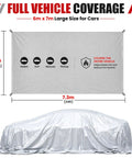 Heavy Duty Silicone Coated Fiberglass Vehicle Fire Blanket Badass Auto Protection Shield For Electric Cars And Trucks displayed with dimensions of 6m x 7.3m.
