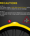 Precaution guide for TPU Inner Tube With Metal Presta Valve For Gravel Road And MTB Bikes with max inflation warning.