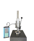 Portable Ultrasonic Hardness Tester With Sturdy Test Stand And Fine Probe 1kgf Load on a stable granite surface.