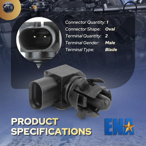 Heavy Duty Ambient Air Temperature Sensor Straight Shot Knockout Fit No Sweat Swap Drop Dead Reliable For Chevy Silverado Camaro Colorado Equinox Suburban Replaces Ax355 with oval connector shape.