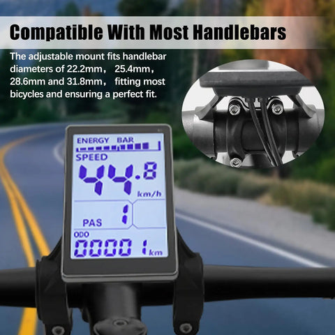 5 Pin E Scooter M5 Panel Meter LCD Screen With Waterproof Connector For E Bike Display And Control Panel Ride Ready Fits 31.8mm And 22.2mm Handlebars No 2 Protocol 24V To 60V Systems Wide Compatibility For Electric Bicycles And Scooters