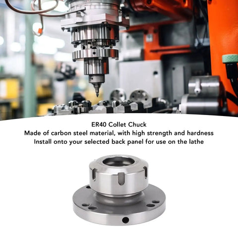 ER40 Collet Lathe Chuck For Lathe And CNC Milling, Carbon Steel Compact Replacement 100mm Diameter Clamping Collet Holder image