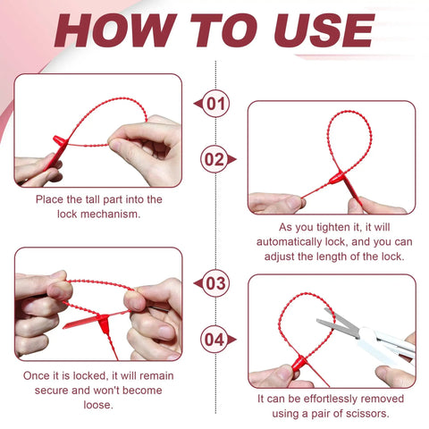 Instructions for using Massive 500 Piece Plastic Tamper Seals For Fire Extinguishers With Numbered Tags And Zip Ties, 9.8 inch