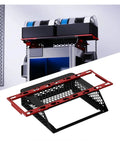 Slick Filament Storage Rack Compatible With Bambu Lab H2 Series holds up to four AMS HT spools with red accents.