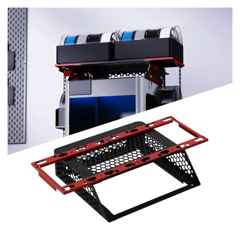 Slick Filament Storage Rack Compatible With Bambu Lab H2 Series holds up to four AMS HT spools with red accents.