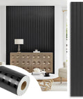 Hella Sleek Black Metallic Stripe Wall Panels With Self Adhesive Backing And Sound Absorbing Foam for room decor and acoustic treatment.