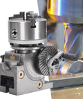 Heavy Duty Universal Indexing Head Rotary Table For Milling Machines Featuring Swappable Dividing Plates and Tailstock Fits 4 5 6 Inch Chucks showing precision tool for CNC work.