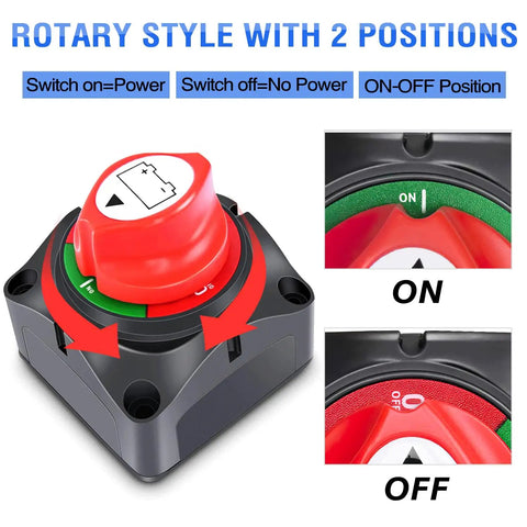 Beefy Heavy Duty Battery Switch 12 to 48 Volt Waterproof Master Disconnect Isolator for Cars Trucks RVs and Boats On Off Power Cut Switch