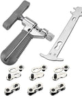 All In One Bicycle Chain Tool Kit With Missing Link Pairs, Chain Breaker, Wear Gauge And Chain Checker for 6 to 10 Speed Repairs