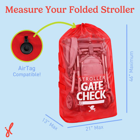 Gate Check Stroller Bag For Single And Some Double Strollers, Travel Bag For Air Travel, Fits Most Standard Baby Strollers, red