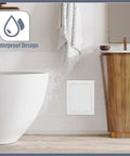 Heavy Duty Self Adhesive Access Panel For Drywall 8 By 12 Inch Plumbing Wall Hole Cover installed in a modern bathroom.