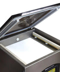 Heavy Hitter Chamber Vacuum Sealer With Rock Solid 1.5 Hp Rotary Oil Pump Built Tough For Commercial Chefs, open lid view.