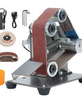 Mini Belt Sander For DIY Projects, Portable Electric Bench Grinder Polisher With 7 Adjustable Table, accessories shown