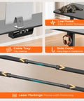 Huuger Dual Motor Electric Standing Desk Frame Black features cable tray and side hook for home office organization.
