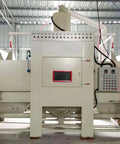 Large Chamber Automatic Sandblast Cabinet Drop Dead Tough Abrasive Processing Rig for metal prep, showing front view with control panel.