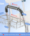 Sturdy 304 Stainless Steel Shower Caddy Hanging Organizer for Shower Chairs and Benches Designed for Elderly Seniors and Disabled Bath Time Use No Fuss Easy Install Rustproof Water Resistant Keeps Toiletries Within Reach in the Shower shown installed on shower chair