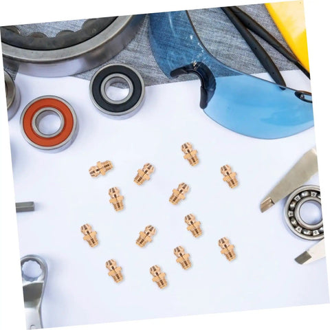 Pro Grade 25 Piece Hydraulic Grease Fittings Kit with Locking Clamp and Industrial Caps and Couplers Angled Nozzles.
