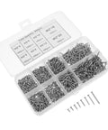800 Piece M2 Round Head Self Tapping Screws Carbon Steel Set for wood and metal projects, in divided clear plastic box