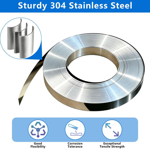 Heavy Duty Metal Banding Kit With 200 Feet 304 Stainless Steel Strapping And 100 Buckles Tensioner Tool Gloves Ideal For Pallets Shipping Warehousing And Logistics, 304 steel coil