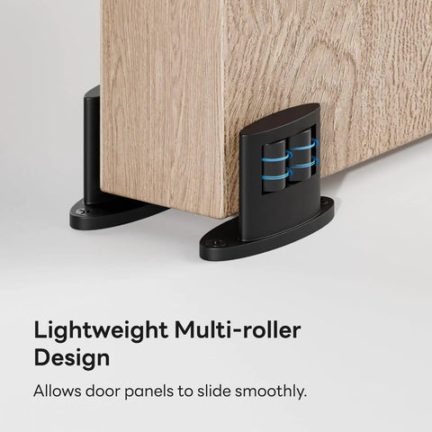 Super Slick 2 Pack Sliding Barn Door Floor Guide With Heavy Duty Aluminum Track Rollers featuring lightweight multi-roller design.