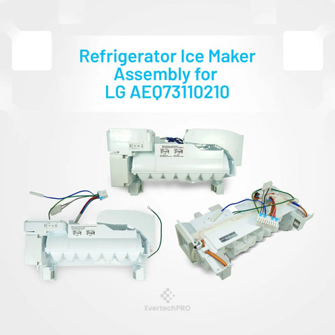 AEQ73110210 Ice Maker Assembly Kit Replacement For LG Appliances PS9865155 AEQ73110208 displayed in white with wires