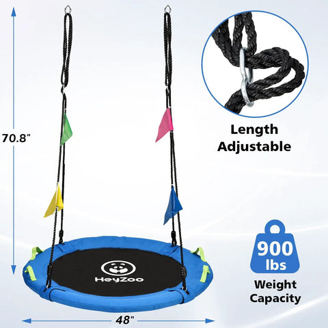 48 Inch Saucer Swing For Backyard Fun The Whole Family Can Ride Together 900 Lbs Capacity With Adjustable Hanging Straps