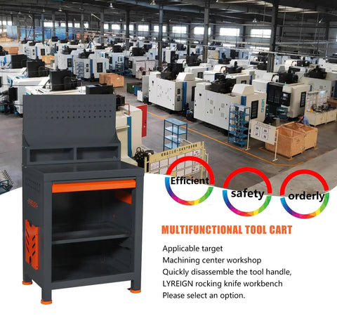 Cutting Tool Organizer Cart for CNC Machines and Workbenches, Heavy Duty Tool Storage Station Holder, Durable ABS Construction in factory setting