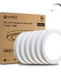 ETL Listed 7 Inch Ultra Slim Round LED Flush Mount Ceiling Light Dimmable 5000K Daylight Flat Panel Fixture for Kitchen, Closet, and Bathroom 6 Pack White