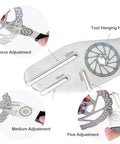 MTB And Road Bike Disc Brake Rotor Truing Tool Kit With Stainless 4mm Alignment Wrench, 3 Openings, And 4 Shims in use