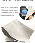 Gray textured 7.08x7.08 inch watch cleaning cloth for watches, jewelry, and electronics.