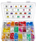 All In One Car Fuses Kit Bundle With 300 And 600 Pcs Blade Fuses In 5 7 10 15 20 25 30 Amp Quick Identification Handy Auto Fuse Set With Puller For Easy Repairs At Home Or On The Go showing organized fuse case