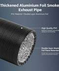 Thickened aluminum foil smoke exhaust pipe for laser engraver and 3D printer enclosure, PVC and flame-retardant materials.