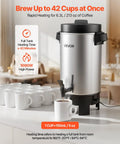 Big Batch 40 Cup Coffee Urn With Dripless Faucet And 203oz Capacity on a countertop with mugs, ideal for catering events