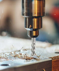 Rannb square end mill, 1/2 in cutting diameter, 1/2 in shank, 4-flute straight cutter — close-up view cutting metal.