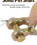 Close-up of clevis grab hook with solid pin shaft, 4 Pack Clevis Grab Hooks Heavy Duty Grade 70 Chain Forged Alloy Steel With Yellow Chromate Finish