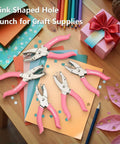 Mini Hole Punch Set 5 In 1 With Heart Star And Circle Punches for paper crafts and DIY projects displayed on a colorful craft table.