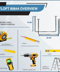 Installation tools for Adjustable Garage Ceiling Mount Storage Rack Kit With Ceiling Shelves 34 In By 26 In Hammertone Finish