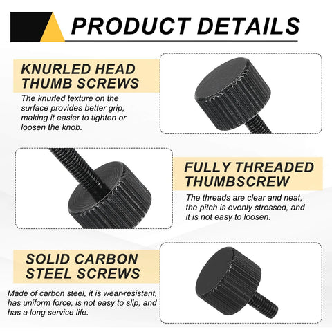Product details of 4 Pack M3x6mm Flat Knurled Head Thumb Screws Solid Carbon Steel Fully Threaded Bolts Fasteners For Lighting