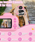 Instant Print Kids Camera For Girls And Grandkids With 1080P HD Video Easy To Use Toy Camera Thermal Printer Includes SD Card Pink Color Perfect Gift For Ages Four Through Ten, pink camera with girl printing photo