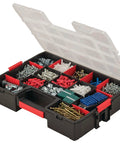 Large Storage Organizer With 15 Compartments, Removable Dividers, Secure Lids, And Stackable Design for tools and small parts