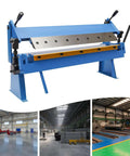 Hand Operated Sheet Metal Brake For 20 Gauge Mild Steel Bender with 1 to 24 Inch Capacity in workshop setting