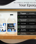 2 Gallon Epoxy Resin Kit for Table Tops and Bar Tops Easy 1 to 1 Mixing Food Safe DIY Coatings Crystal Clear Finish for Countertops Art Projects and Home Decor. two bottle epoxy resin kit