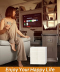 Woman sitting on couch with Humidifier Wick Filter For AirCare Spacesaver 8000 Series Evaporative Units Replacement 2 Pack nearby