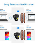 Diagram showing Ring Bluetooth Barcode Scanner Portable 3 In 1 Wireless 2 4Ghz And USB Wired connectivity and range options.