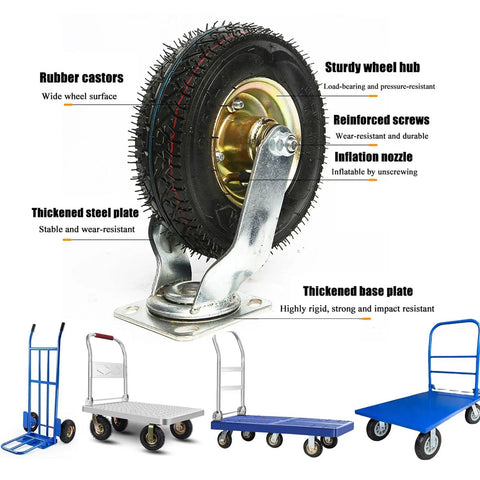 Heavy Duty Swivel Caster Wheels for Furniture and Workbench Trolleys Beefed Up Plate Castors with Silent Rolling and Shock Absorption