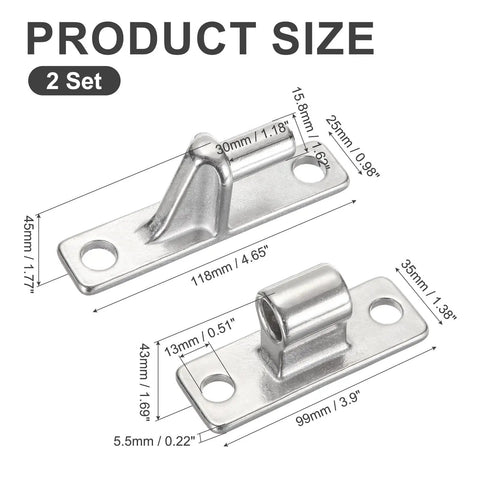 Beefy Heavy Duty Gate Hinges Set, 304 Stainless Steel, Five Eighth Inch Pin, Wall Mount, One Piece Casting, 600 Lb Capacity, Includes Two Female And Two Male Hinges For Farm Ranch Fence Garden Barn Shed Warehouse, 2 set